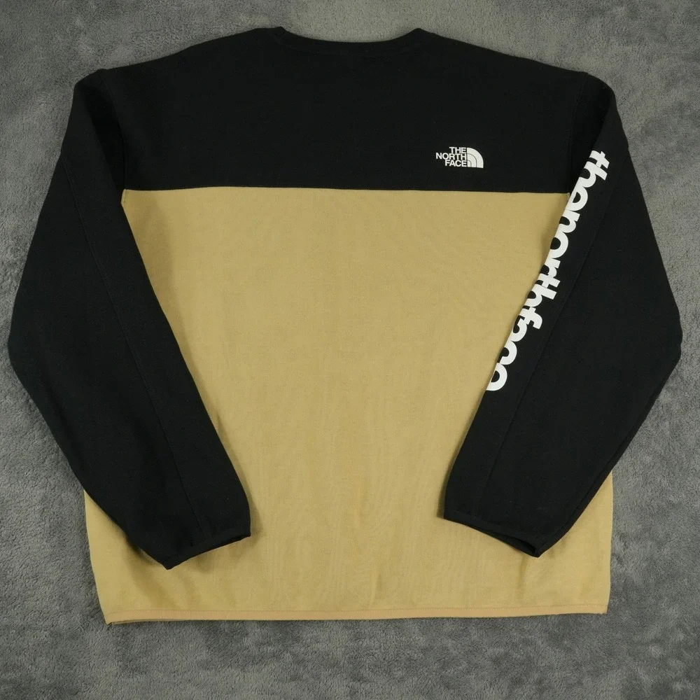 The North Face Sweatshirt Mens L Black Tan Colorblock Pocket A7UQU